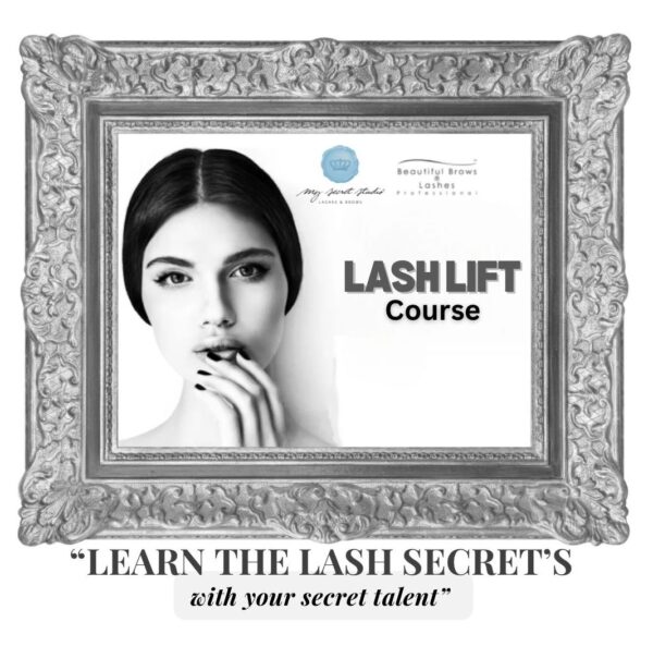 A picture frame with the words " lash lift course " in front of it.