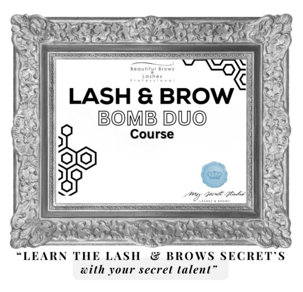 A picture of the course for the lash and brow bomb duo.